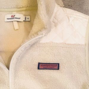 Vineyard Vines cream quilted sherpa vest